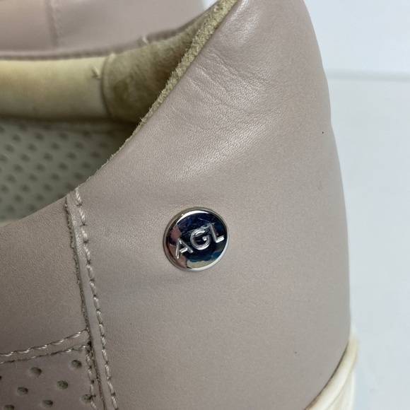 AGL Attilio Giusti Leombruni Perforated Platform Talc Leather Sneaker Size 39 9 - Picture 4 of 16